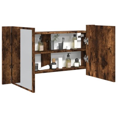 vidaXL LED Mirror Cabinet Smoked Oak Engineered Wood, Acrylic Medium