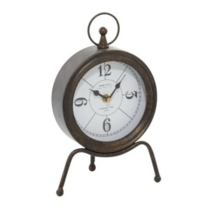 11"x7" Metal Standing Stopwatch Clock Brown - Olivia & May: Silent, Tripod Base, Contemporary Tabletop - 1 of 4