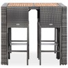 vidaXL 5-Piece Outdoor Patio Bar Set - Durable Poly Rattan and Acacia Wood - Weather-Resistant, Comfortable, Easy-Arrangement and Assembly - Gray - 3 of 4