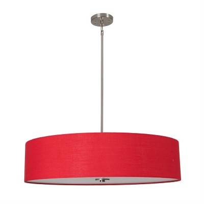 Yosemite Home Decor SH3007-5P-CPRS Lyell Forks Family 5-Light Satin Steel Pendant with Chili Pepper Red Drum Shade, Red, 30 x 30 x 47