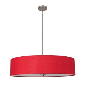 Yosemite Home Decor SH3007-5P-CPRS Lyell Forks Family 5-Light Satin Steel Pendant with Chili Pepper Red Drum Shade, Red, 30 x 30 x 47 - 1 of 4