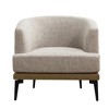 HomeRoots 29" Beige Camel and Black Tufted Linen Solid and Manufactured Wood Barrel Chair - 4 of 4
