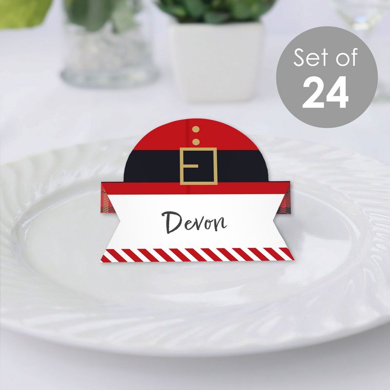Big Dot of Happiness Jolly Santa Claus - Christmas Party Tent Buffet Card - Table Setting Name Place Cards - Set of 24, 2 of 9