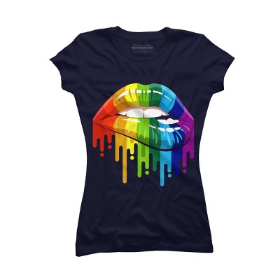 Adult Design By Humans Rainbow Pride Lip Melt By COVI T-Shirt