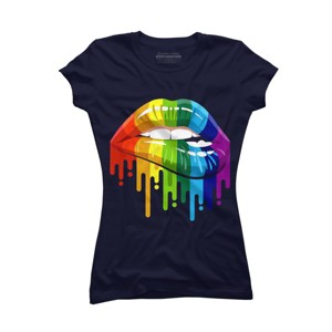 Adult Design By Humans Rainbow Pride Lip Melt By COVI T-Shirt - 1 of 2