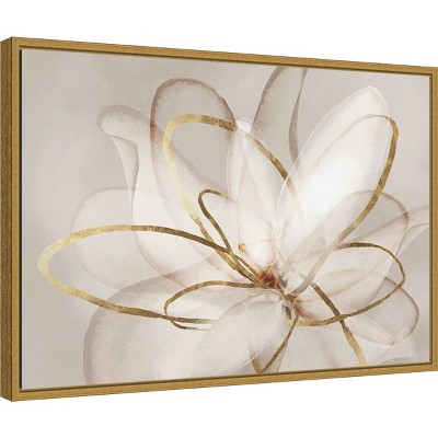 Eva Watts Gold Framed Abstract Floral Canvas Print