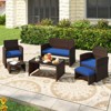 Tangkula 6 PCS Patio Furniture Set w/ 1 Loveseat 1 Coffee Table 2 Armchairs 2 Ottomans - 3 of 4