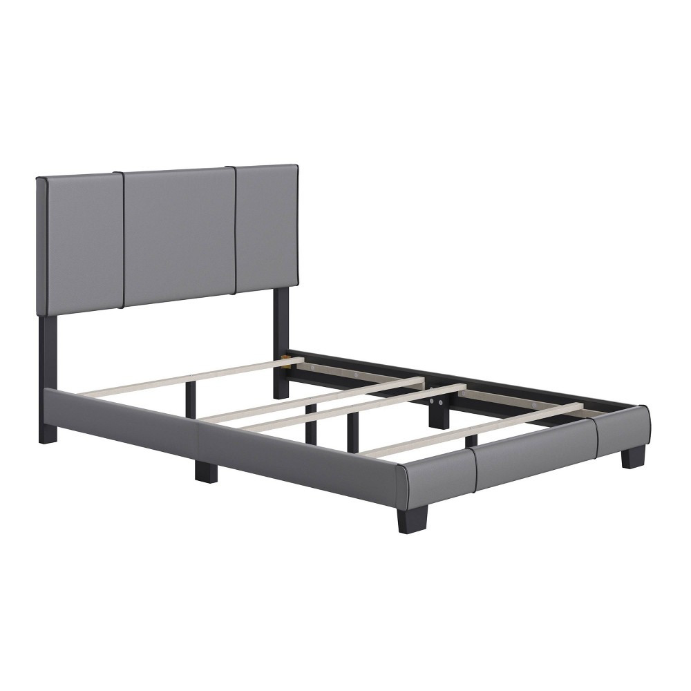 Photos - Wardrobe Twin Lucena Faux Leather Upholstered Bed Frame Gray - Boyd Sleep Eco Dream