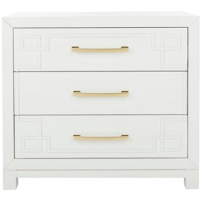 White and Gold Modern 3-Drawer Night Table