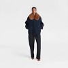 KBB by KAHLANA Women's 'The Faux Fur Collar Bomber' - Navy Blue/Teddy Brown - 3 of 3
