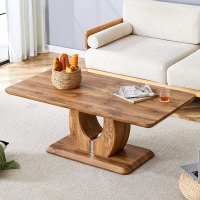 47in Modern Rectangular Coffee Table with Sculptural Base for Living Room Dining Room or Office Multifunctional Table for Daily Use-The Pop Home