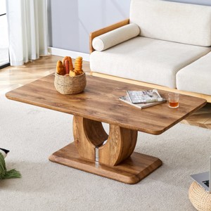 47in Modern Rectangular Coffee Table with Sculptural Base for Living Room Dining Room or Office Multifunctional Table for Daily Use-The Pop Home - 1 of 4