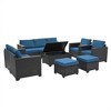 10-Piece Outdoor PE Rattan Cnversation Sectional Sofa Set with Storage Coffee Table and Waterproof Cushions - 2 of 4