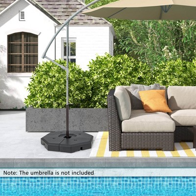 Black Octagonal Heavy-Duty Patio Umbrella Base Weight Set