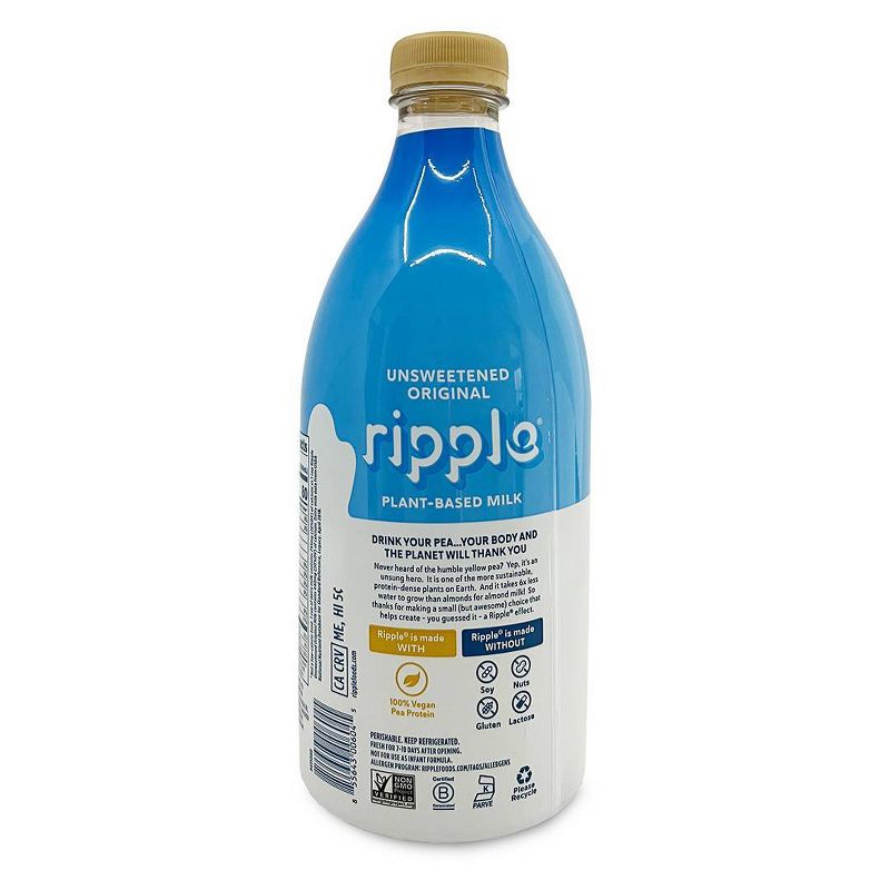 Ripple Dairy-Free Unsweetened Original Milk - 48 fl oz, 5 of 8
