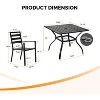 VINGLI 5-Piece Outdoor Dining Set, Metal Patio Dining Set for 4, Square Dining Table with Umbrella Hole & 4 Patio Chairs for Porch, Balcony - 3 of 4