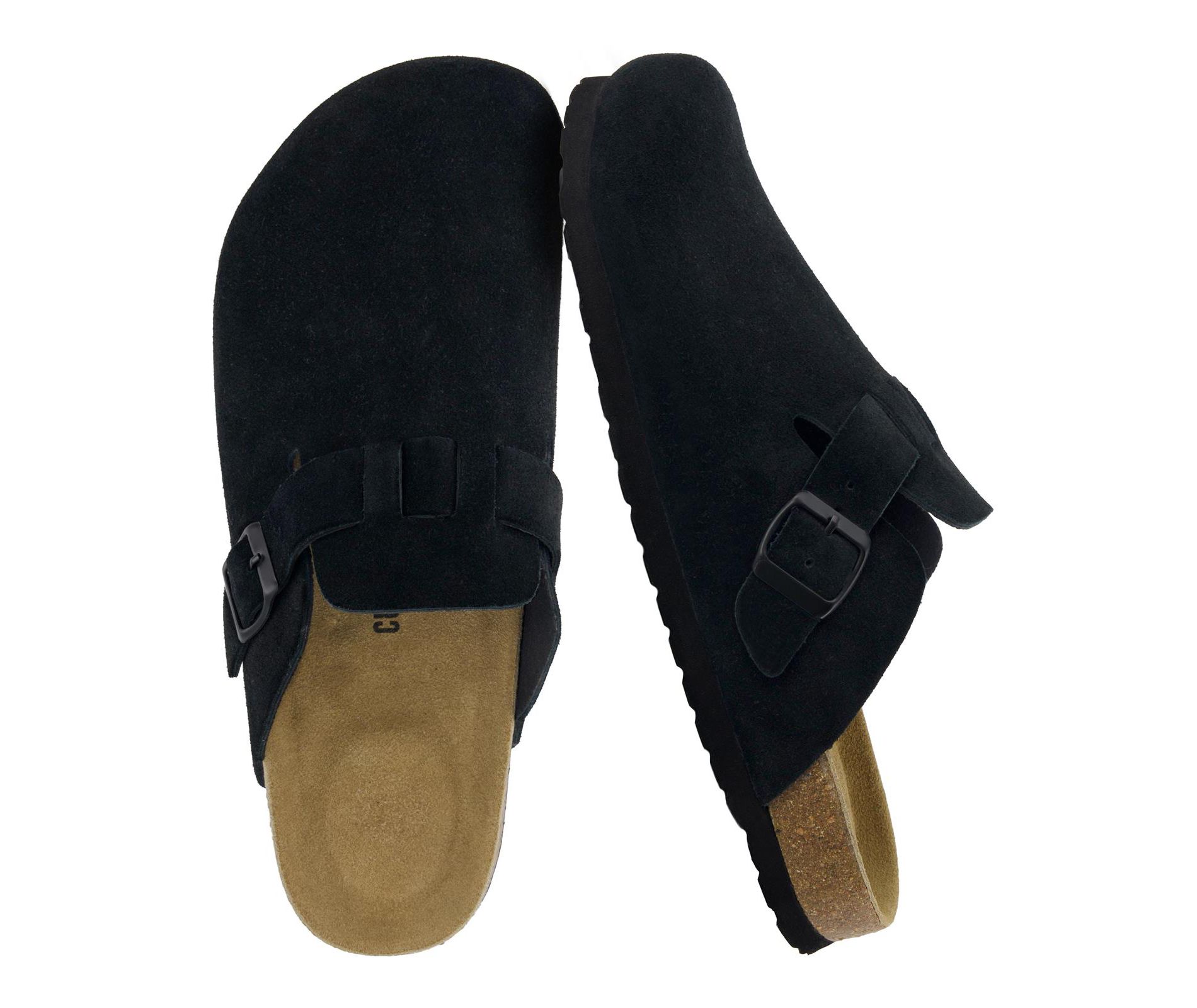 CUSHIONAIRE Haze Genuine Suede Leather Mens Clogs - Comfortable Slip On Potato Shoes for Men with Adjustable Buckle