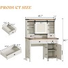AMERLIFE 42'' Farmhouse Makeup Vanity Desk with Sliding Mirror and Lights - 3 of 4