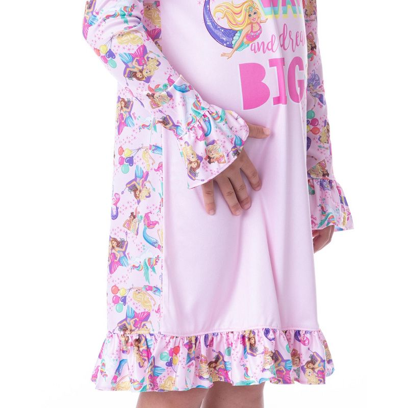Mattel Girls' Barbie Making Waves Dreaming Sleep Pajama Dress Nightgown Pink, 3 of 5