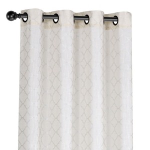 Kate Aurora Living 2 Pack Shabby Metallic Trellis Pastel Sheer Grommet Curtains - 1 of 4