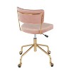 TiramisuBest Contemporary Pink Velvet Task Chair: Adjustable Height, 360 - degree Swivel, Pleated Backrest - 3 of 4