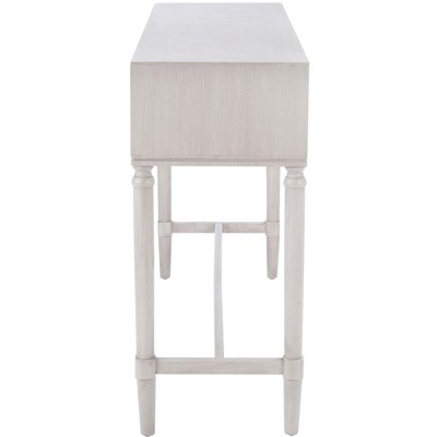 Aliyah Greige Wood and Metal 4-Drawer Console Table with Storage