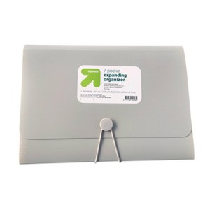 7 Pocket Expandable File Folder Letter Size Gray - up&up™: Accordion Organizer, Elastic Closure, Polypropylene - 1 of 2