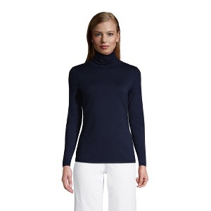 Lands' End Women's Lightweight Jersey Skimming Long Sleeve Turtleneck - 1 of 4
