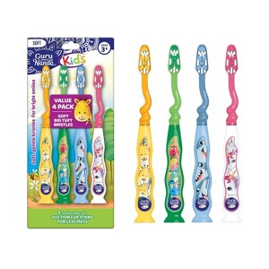 GuruNanda Kids Toothbrush with Suction Cup, Soft Bristles (Pack of 4) - 1 of 3