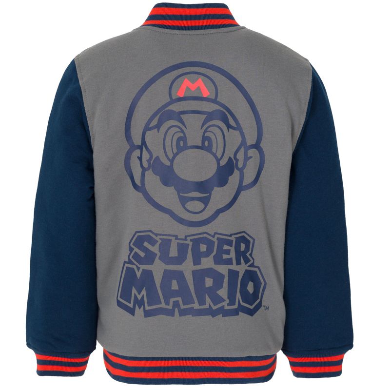 SUPER MARIO Nintendo Mario Luigi Zip Up Varsity Bomber Jacket Little Kid to Big Kid, 3 of 8