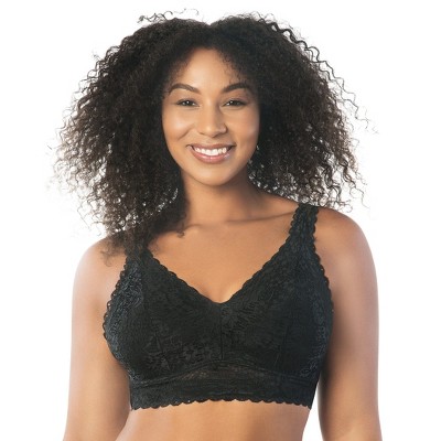 Curvy Couture Full Figure Cotton Luxe Unlined Wire Free Bra Black on Black  34G