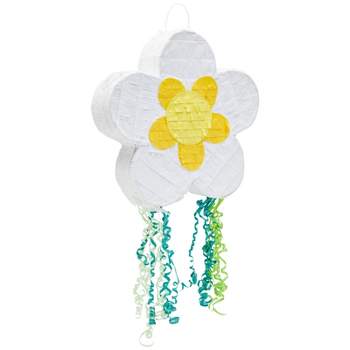 Blue Panda Small Pull String Daisy Pinata for Spring Flower Birthday Party Decorations, 13 x 13 x 3 In