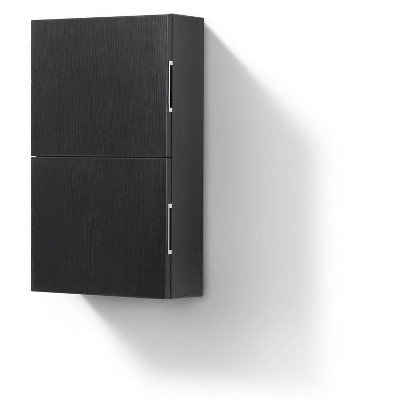 KubeBath Bliss 14Inch Wide by 24Inch High Linen Side Cabinet With One Door in Black Wood Finish