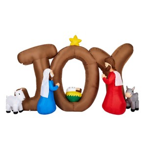 SEVOBAL Inflatable Holiday Decorations 7.5FT Christmas Inflatable Decoration Inflatable Nativity Scene with JOY Sign, Multicolored, 88.6"*29.5"*55.1" - 1 of 4