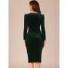 Allegra K Women's Long Sleeve Square Neck Cocktail Evening Party Bodycon Midi Dress - 3 of 4