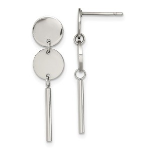 Chisel Stainless Steel Polished Discs with Bar Dangle Earrings - 1 of 4