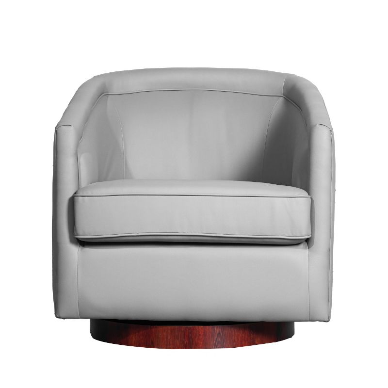 Merrick Lane Upholstered Club Style Barrel Chair with Sloped Armrests and 360 Degree Swivel Base in a Vinyl Wrap, 4 of 14