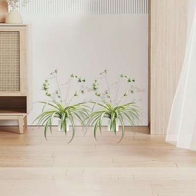 Acekool 2-Pack Artificial Chlorophytum Comosum Hanging Plants with Pots, Realistic Faux Plants for Indoor and Outdoor Décor