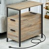 Night Stand Slim Night Stand Narrow Nightstand Narrow Nightstand With Charging Station Side Table With Storage Bedside Table Side Table - 3 of 4