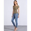 INSPIRE CHIC Women's Short Sleeves Off The Shoulder Stretchy Fabric Solid Crop Top - 2 of 4