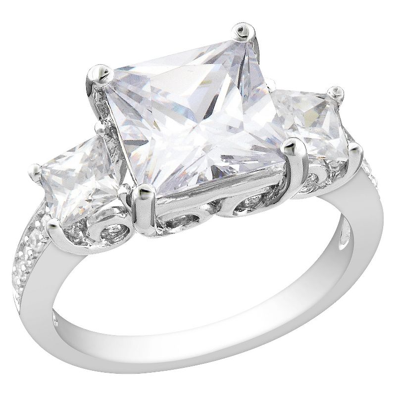 White Cubic Zirconia Silver Engagement Ring, 1 of 5