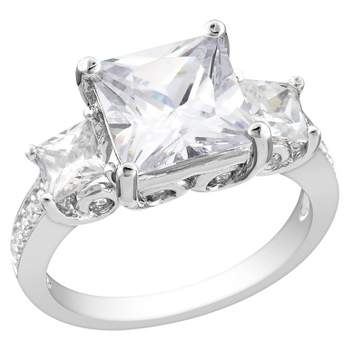 White Cubic Zirconia Silver Engagement Ring