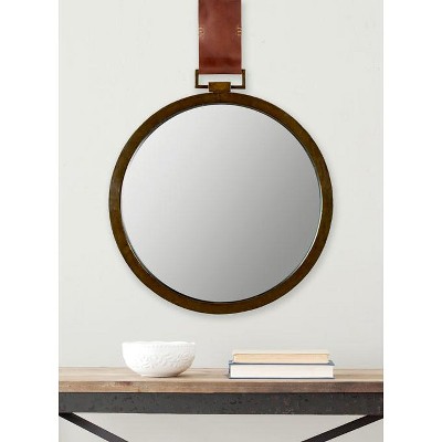 Contemporary Full Length Brown Wood Rectangular Mirror