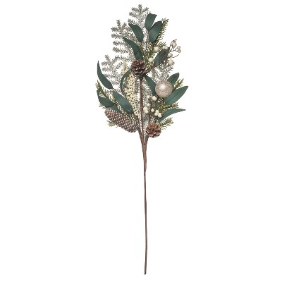 Transpac Artificial 32 in. Multicolor Christmas White Berry with Ornament Spray