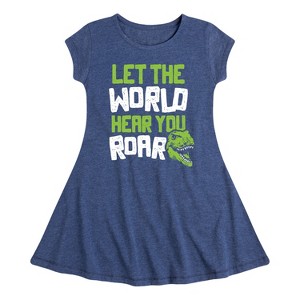 Girls' - Instant Message - Dinosaur Fit & Flair Cap Sleeve Graphic Dress - 1 of 4