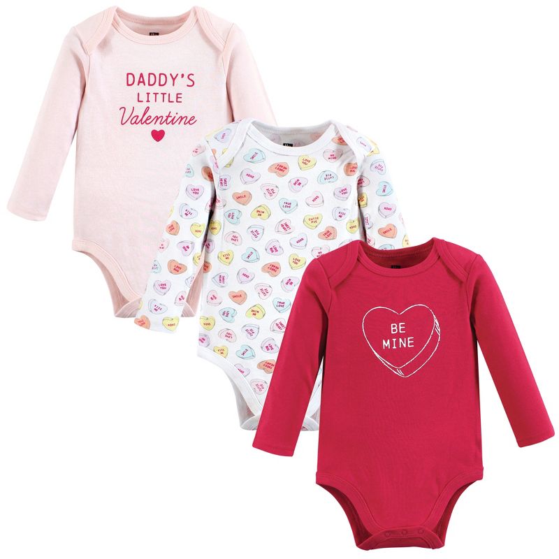 Hudson Baby Infant Girl Cotton Long-Sleeve Bodysuits, Be Mine Valentine, 1 of 7