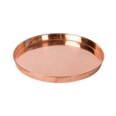 15" Round Copper-Plated Stainless Steel Decorative Tray
