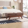 CAVINAS Modern Pull-Open Top Teddy/Leather Ottoman Bench with Wood Feet,Upholstered Storage Ottoman for Living Room - 2 of 4