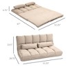 Convertible Floor Sofa Chair, Folding Couch Bed, Guest Chaise Lounge with 2 Pillows, Adjustable Backrest and Headrest, 51.25" L - 3 of 4