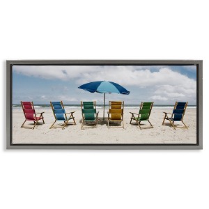 Stupell Industries Colorful Beach Chairs Black Framed Floater Canvas Wall Art - 1 of 4